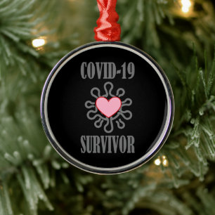 Ornement En Métal CVID-19 Survivant Corona virus J'ai survécu