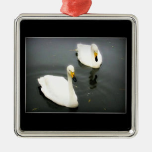 Ornement En Métal Cygnes blancs Eau noire