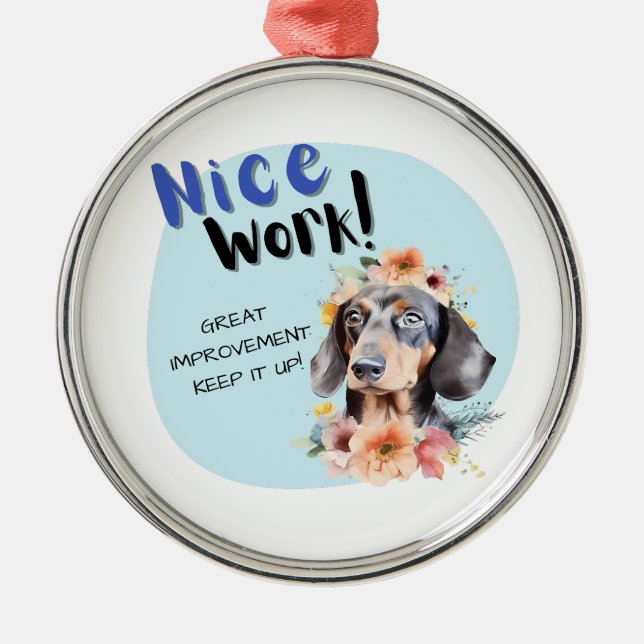 Ornement En Métal Dachshund Bon Travail (Devant)