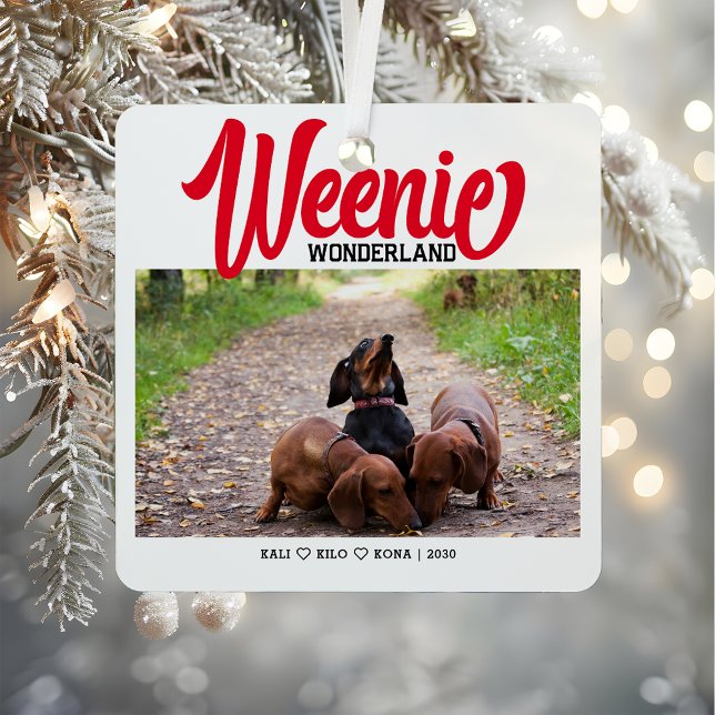 Ornement En Métal Dachshund Weenie Chien de Noël Photo personnalisée (Créateur téléchargé)