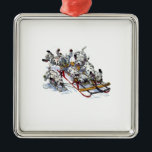 Ornement En Métal Dalmatian Pups Sledding<br><div class="desc">Playful Dalmatian puppies sledding in the winter snow.</div>