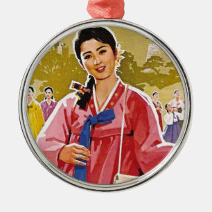 Ornement En Métal Dames coréennes portant un Hanbok