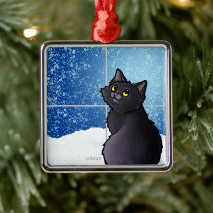 Ornement en métal de la fenêtre de chat noir