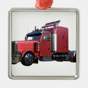 Ornement En Métal De rouge camion métallique de Traler de tracteur
