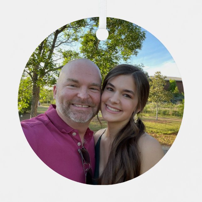 Ornement En Métal Décor photo personnalisé - papa fille gardien cade (Recto)