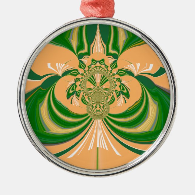 Ornement En Métal Design vert jaune. (Devant)