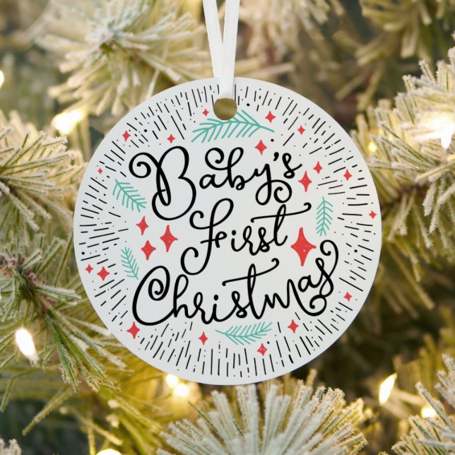 Ornement En Métal Dessin à main personnalisé Croquis de bébé premier (Insitu)