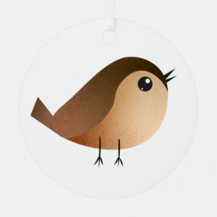 Ornement En Métal Dessin animé d'oiseau moineau mignon