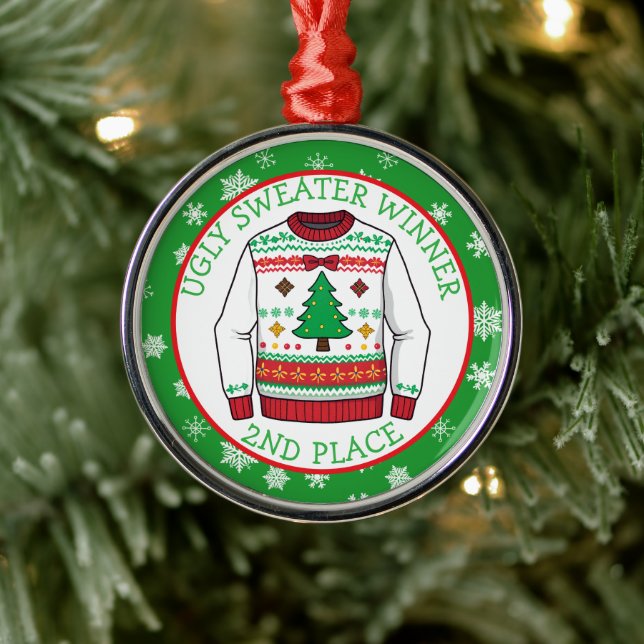 Ornement En Métal Deuxième place Gagnant du Pull Moche de Noël (Arbre)