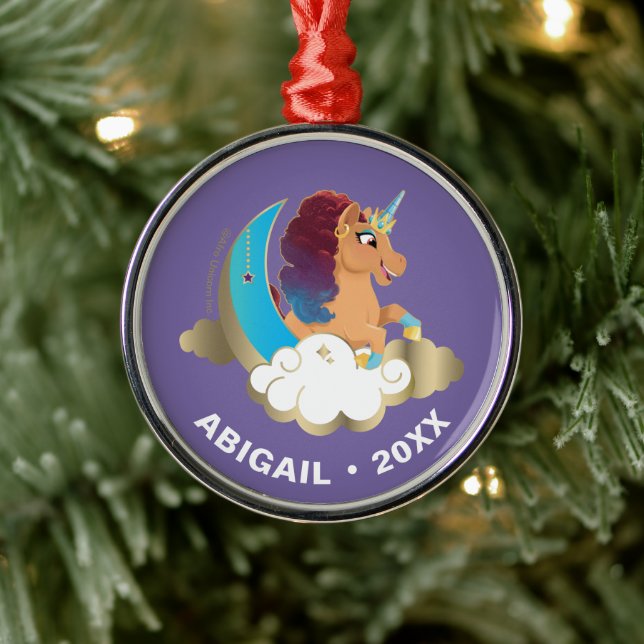 Ornement En Métal Divine la licorne | Lune et nuages (Arbre)