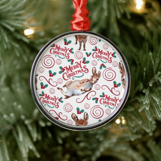 Ornement En Métal Donkey Merry Christmas Ornament Keepsake (Arbre)