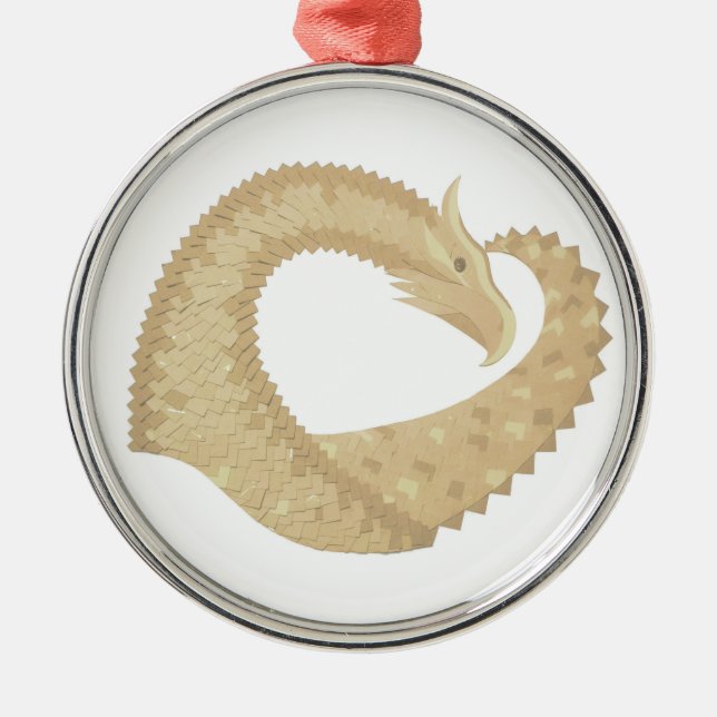 Ornement En Métal Dragon de coeur de grès sur blanc (Devant)