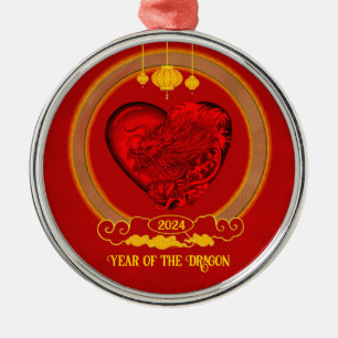 Ornement En Métal Dragon Heart, Année du Dragon