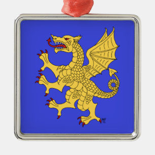 Ornement En Métal Dragon Rampant Ou