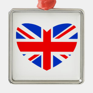 Ornement En Métal Drapeau britannique en forme de cœur