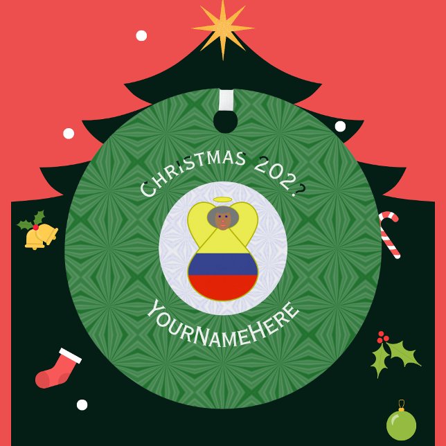Ornement En Métal Drapeau colombien Noël Angel Abuela Nom Année (Créateur téléchargé)