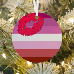 Ornement En Métal Drapeau de fierté lesbienne au rouge à lèvres Slip
