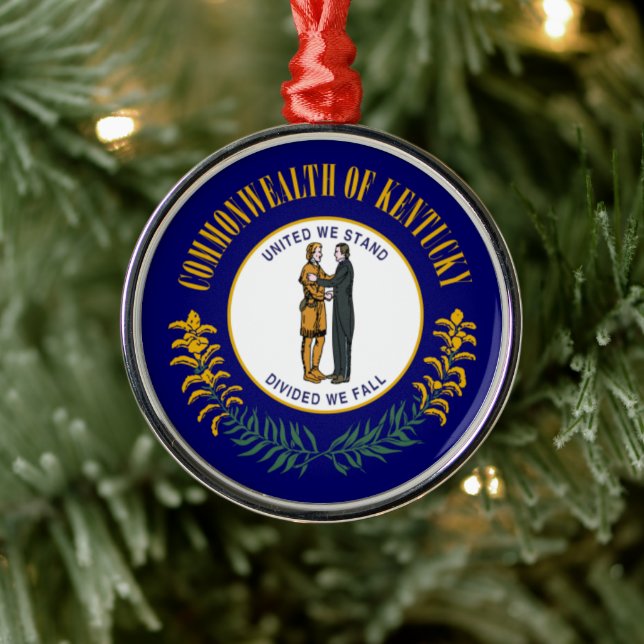 Ornement En Métal Drapeau de l'État du Kentucky : Commonwealth améri (Arbre)