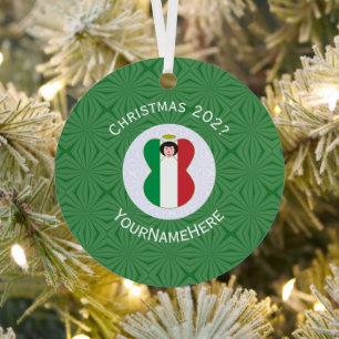 Ornement En Métal Drapeau de Noël ange italien personnalisé
