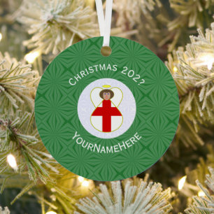 Ornement En Métal Drapeau de Noël anglais ange personnalisé