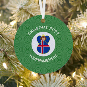 Ornement En Métal Drapeau de Noël d'ange islandais personnalisé