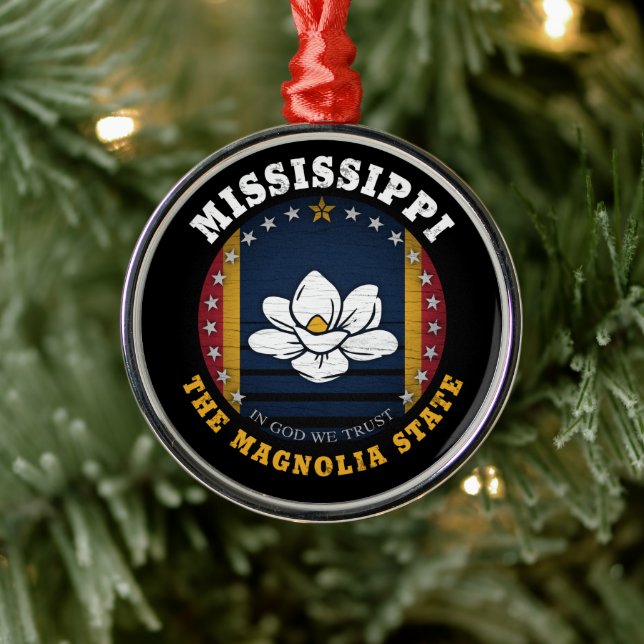 ORNEMENT EN MÉTAL DRAPEAU D'ÉTAT DE MISSISSIPPI MAGNOLIA (Arbre)