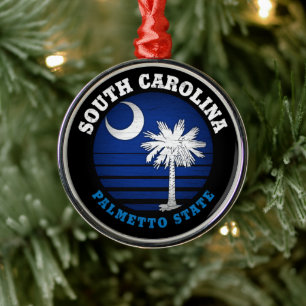 ORNEMENT EN MÉTAL DRAPEAU D'ÉTAT DE PALMETTO DE CAROLINE SUD