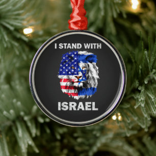 Ornement En Métal Drapeau d'Israël et des États-Unis Lion _ Je suis