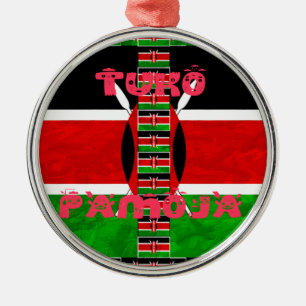 Ornement En Métal Drapeau du Kenya : Tuko Pamoja - Design d'art de l