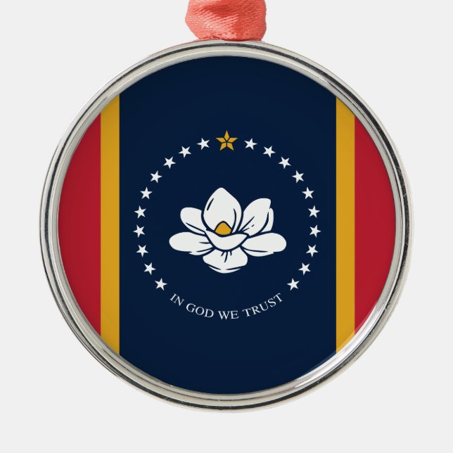 Ornement En Métal Drapeau du Mississippi - Nouveau Drapeau de Magnol (Devant)