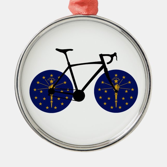 Ornement En Métal Drapeau Indiana à vélo (Devant)