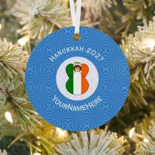 Ornement En Métal Drapeau Irlandais Ange de Hanukkah Nom Année