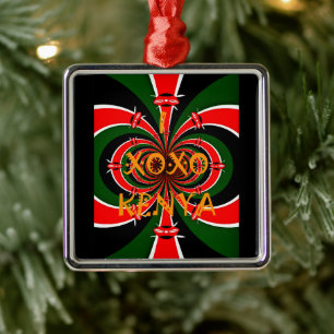 Ornement En Métal Drapeau Kenya d'inspiration africaine - Art Abstra