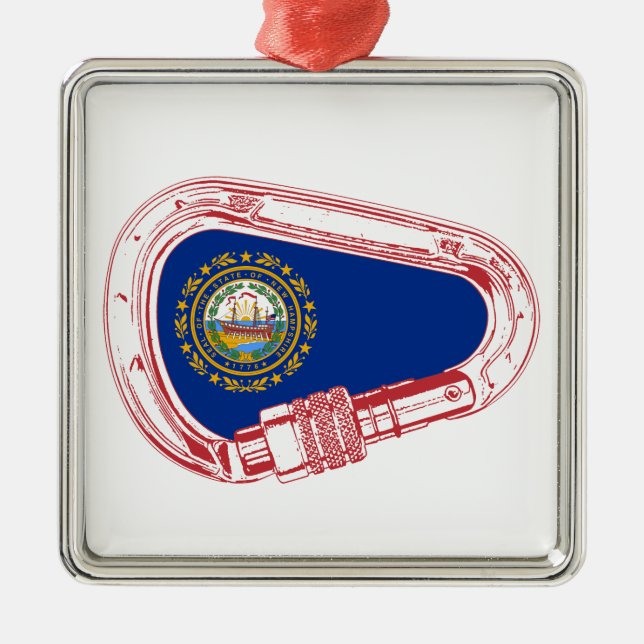 Ornement En Métal Drapeau New Hampshire Escalade carabiner (Devant)