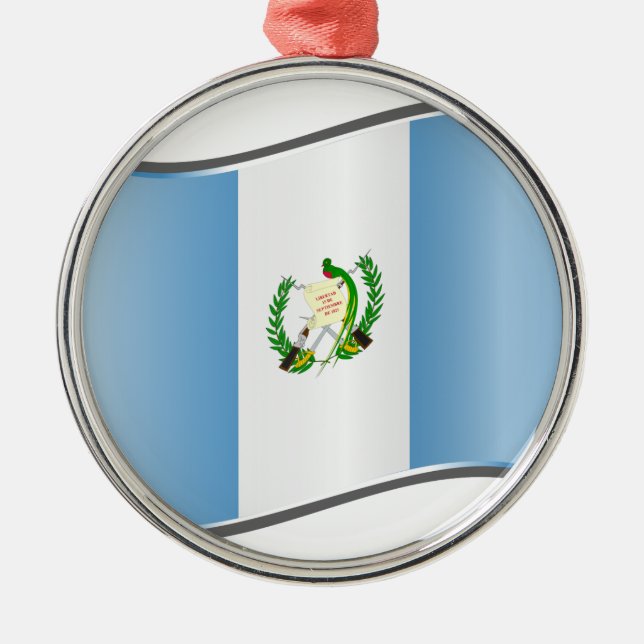 Ornement En Métal Drapeau ondulé du Guatemala (Devant)