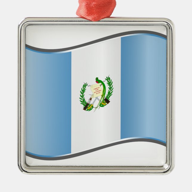 Ornement En Métal Drapeau ondulé du Guatemala (Devant)