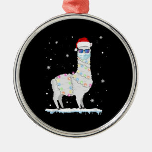 Ornement En Métal Drôle Noël Llama Mask 2020 Xmas Family Pajama