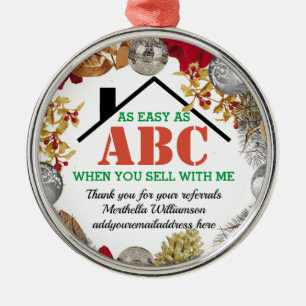 Ornement En Métal EASY AS ABC Réaliste Client Christmas