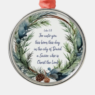 Ornement En Métal Écriture de Noël Luc 2:11 Cardinal Bird