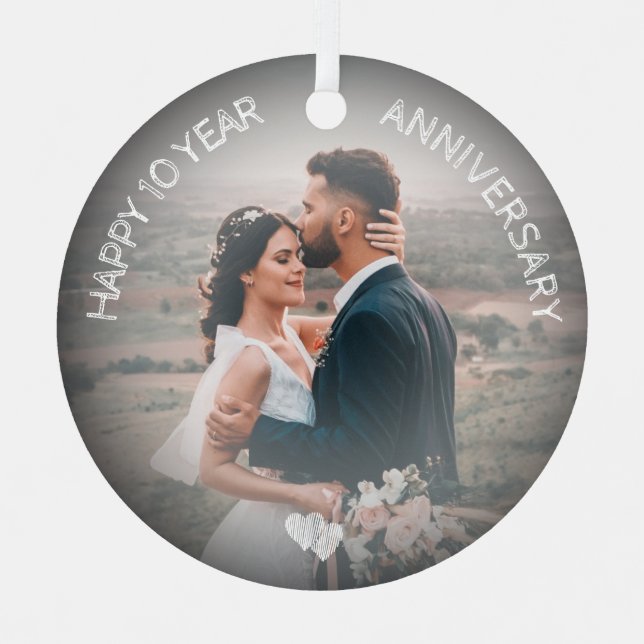 Ornement En Métal EDITABLE YEAR Happy 10 Years Anniversary Custom (Recto)