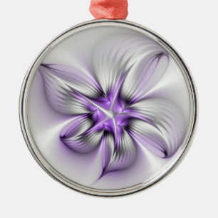 Ornement En Métal Élégance florale Art Abstrait Violet Fractal moder