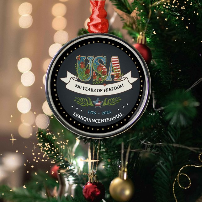 Ornement En Métal Elegant 250th Anniversary Bold Charcoal Silver  (Elegant 250th Anniversary Bold Charcoal Silver Metal Ornament)