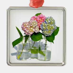 Ornement En Métal Elégant bleu rose vert vert hydrangée