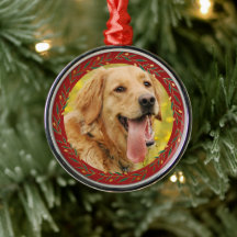 Élégant Crimson Gold Wreath Dog Photo