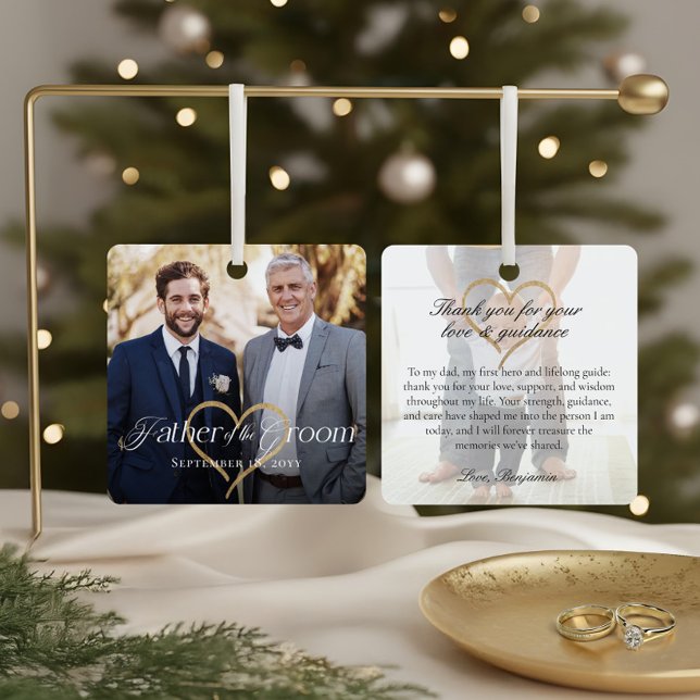 Ornement En Métal Elegant Father of the Groom Photo Memory Keepsake (Elegant Father of the Groom Photo Memory Keepsake Metal Ornament1)
