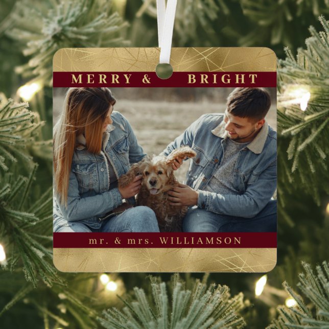 Ornement En Métal Elegant Gold Noël Mr et mme Couple Photo (Insitu)