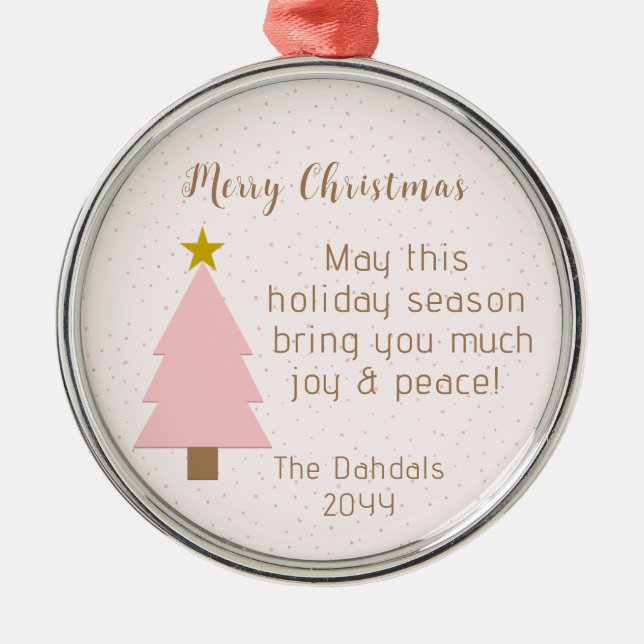 Ornement En Métal Élégant Joli Solo Pink Christmas Tree, Golden Star (Devant)