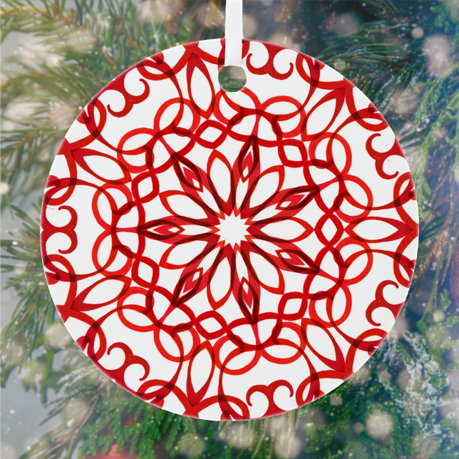 Ornement En Métal Élégant Mandala Mignonne Xmas Décoratif Blanc & Ro (Créateur téléchargé)