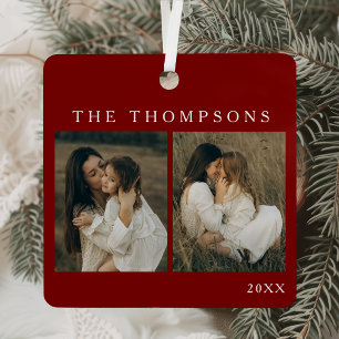 Ornement En Métal Élégant minimaliste Simple 4 Photo Rouge Noël