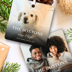 Ornement En Métal Élégant Noël Minimal amusant Couple Chien 2 Photo